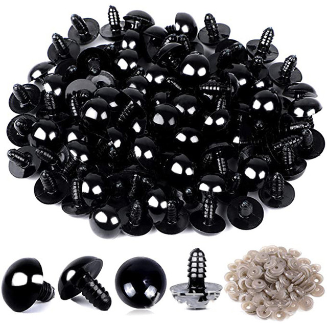 200/50pcs 5/6/7/8/9/10/12/14/16/18/20/22/24mm Eyeball Doll Accessories  Black Plastic Plush Safety Eyes Amigurumi For Toys DIY - AliExpress